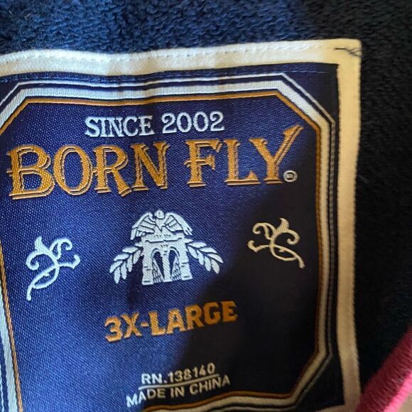 Born Fly Men's Long Sleeve Size 3XL All Over Graphic Hip Hop Cotton Shirt - Picture 3 of 4